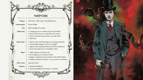 Faktatext och Vampyrbild ifrån boken Modern Väsenologi